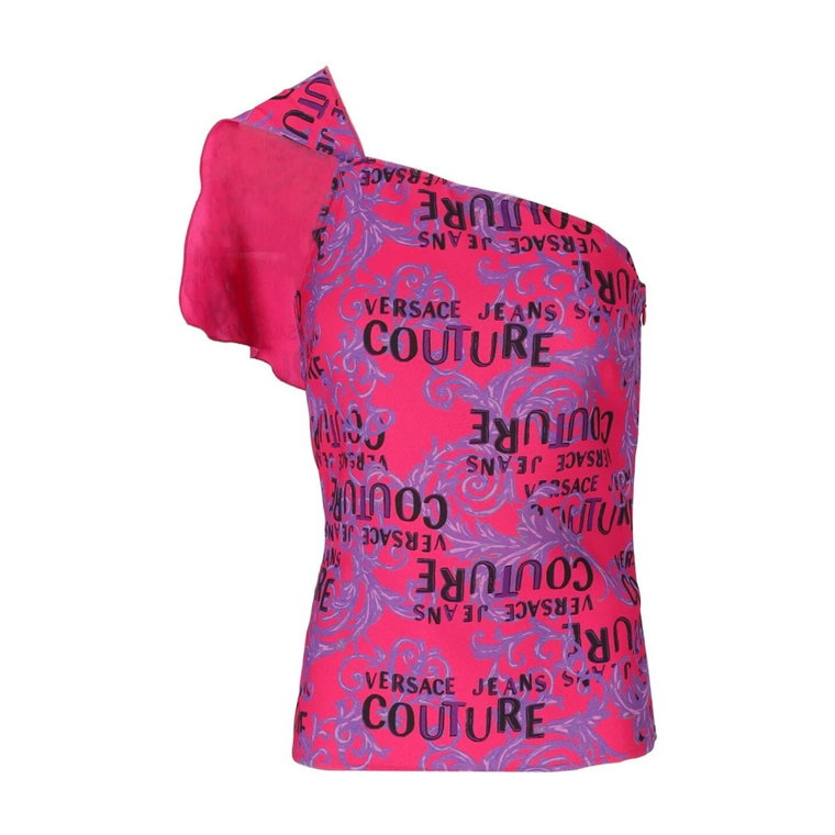 Versace Jeans Couture Logo Couture Fuchsia One-Shoulder TOP Versace Jeans Couture