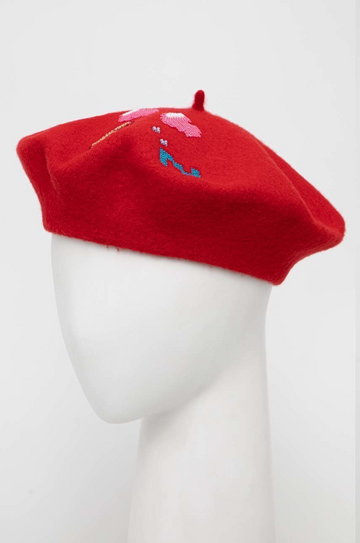 MAX&Co. beret wełniany x Tamagotchi kolor czerwony wełniany