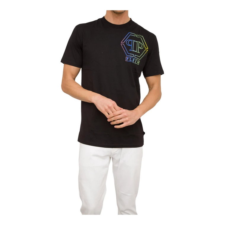 T-shirt z dekoltem w serek w kolorze czarnym Philipp Plein