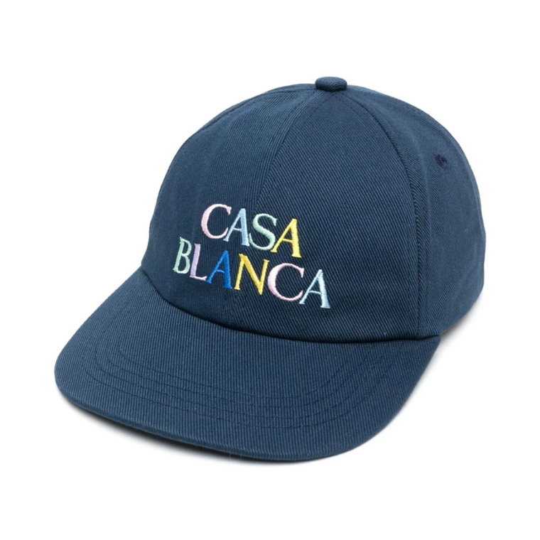Granatowy Bawełniany Logo Baseball Cap Casablanca