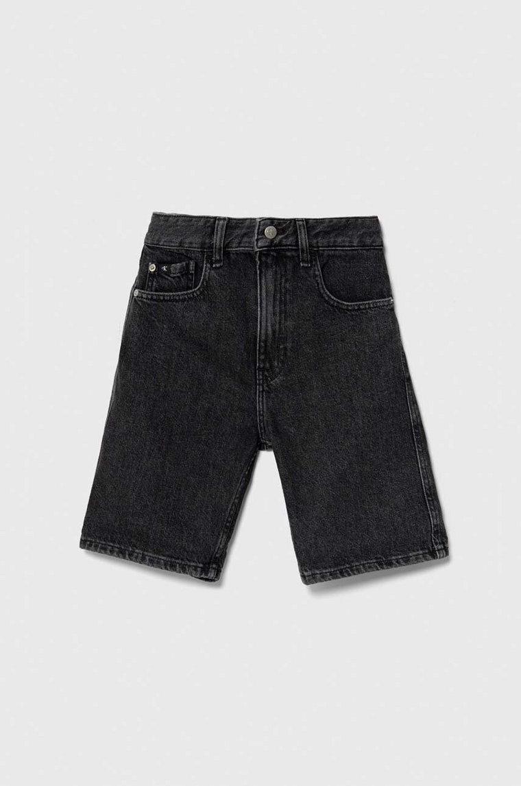 Calvin Klein Jeans szorty jeansowe dziecięce kolor czarny regulowana talia