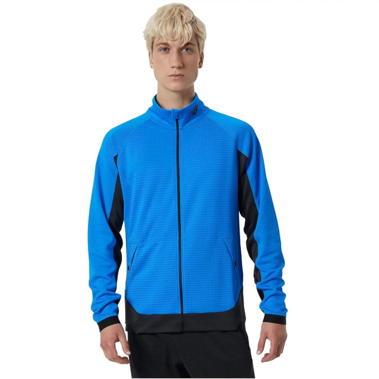 New Balance R.W.T. Grid Knit Jacket MJ21053SBU, Męskie, Niebieskie, kurtki, poliester, rozmiar: L