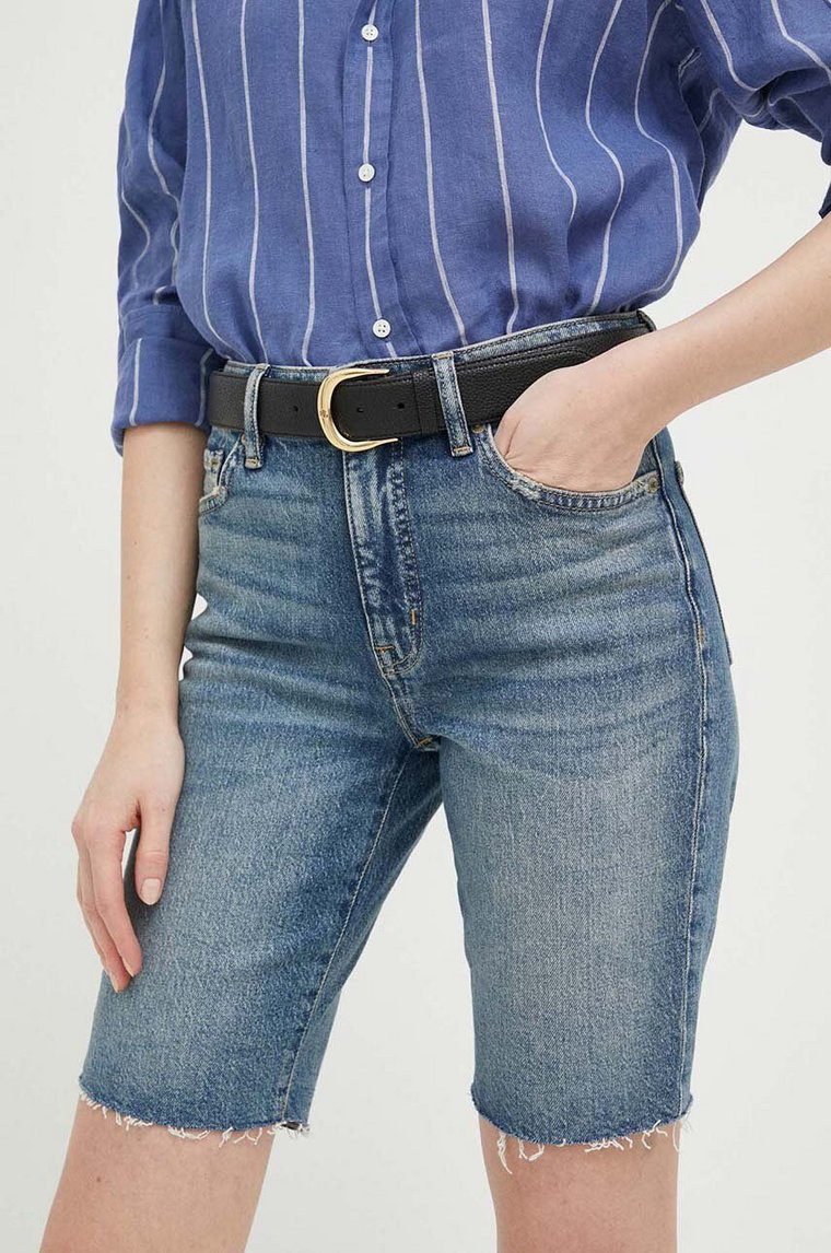 Lauren Ralph Lauren szorty jeansowe damskie kolor niebieski gładkie medium waist