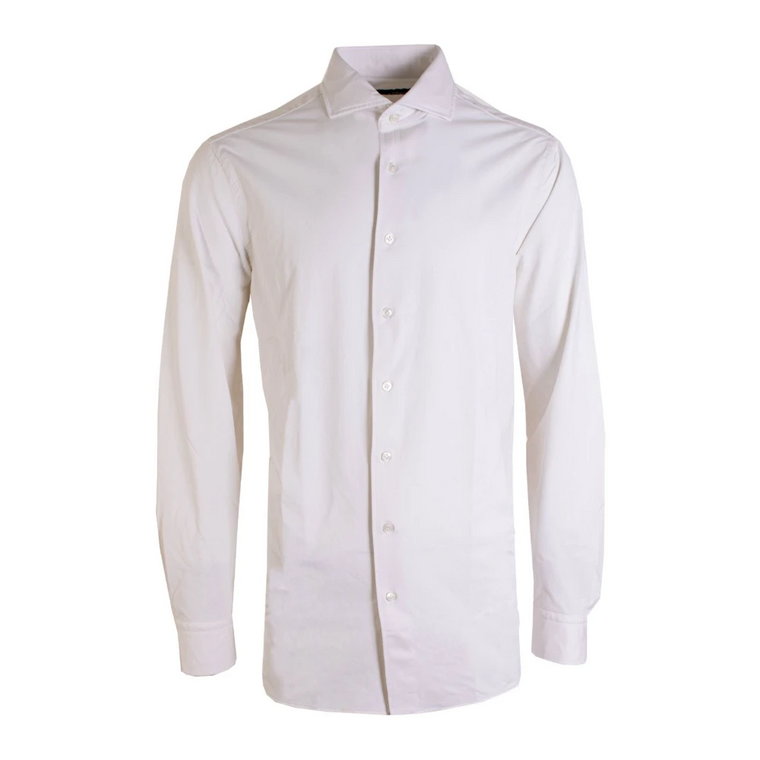 Biała Koszula w Klasycznym Stylu z Francuskim Kołnierzem Lardini