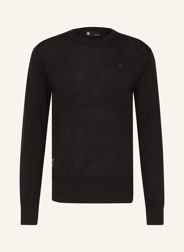 G-Star Raw Sweter Z Wełny Merino schwarz