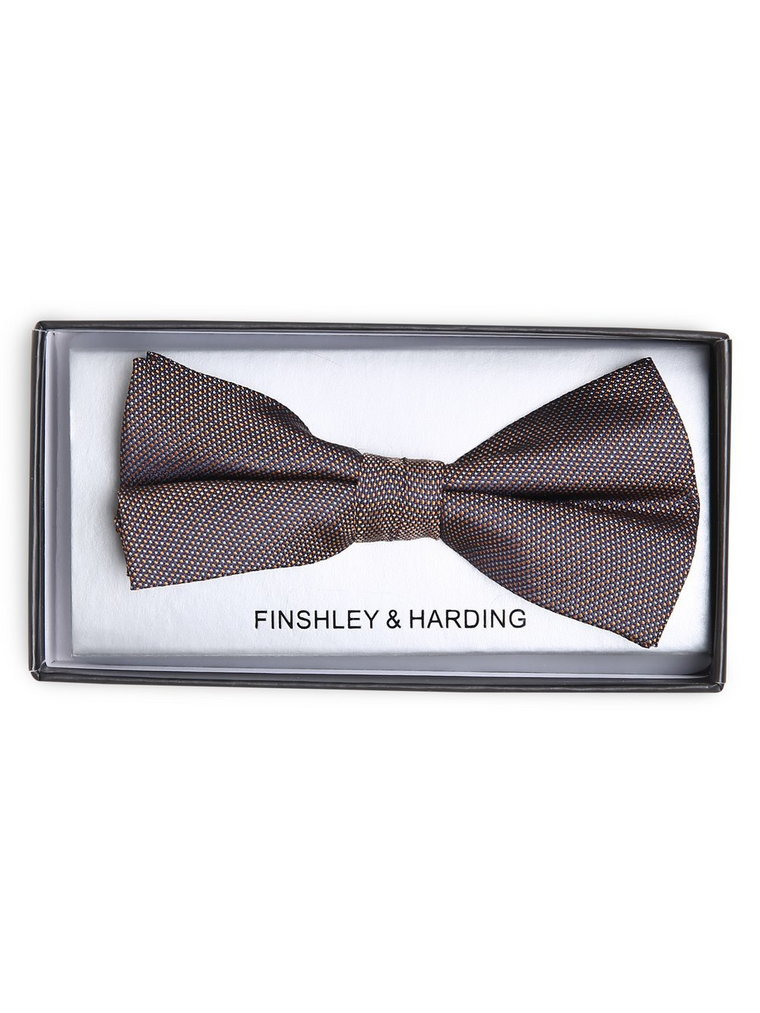 Finshley & Harding - Męska muszka jedwabna, niebieski|pomarańczowy