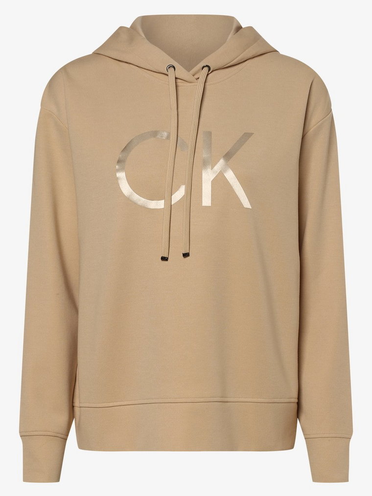 Calvin Klein - Damska bluza z kapturem, beżowy