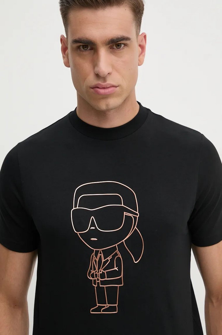 Karl Lagerfeld t-shirt męski kolor czarny z nadrukiem 544221.755057