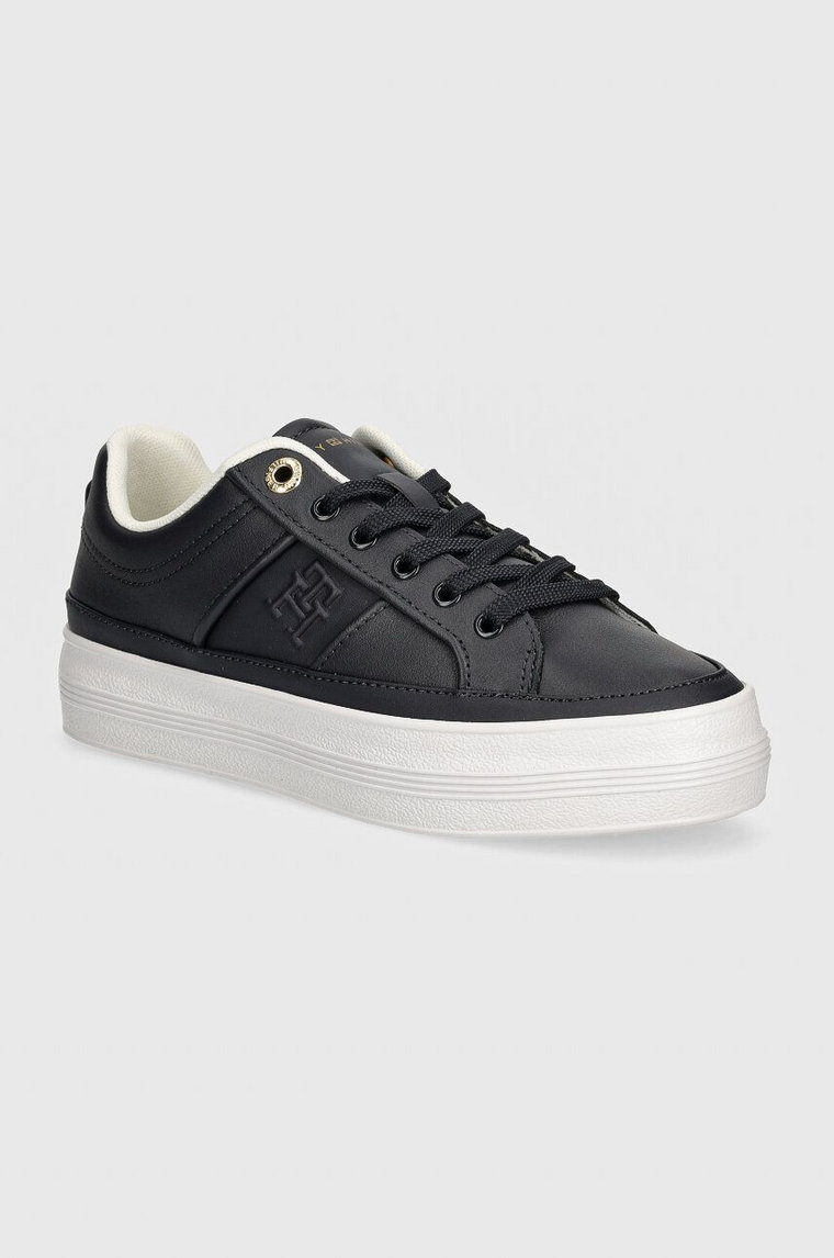 Tommy Hilfiger sneakersy skórzane ESSENTIAL VULC SNEAKER MONOGRAM kolor granatowy FW0FW07945