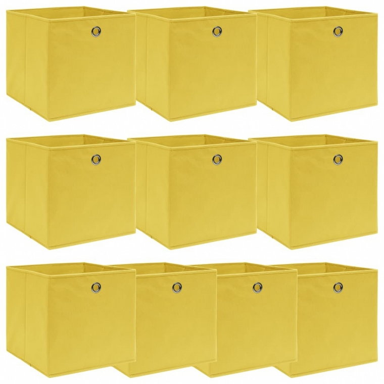 Pudełka, 10 szt., żółte, 32x32x32 cm, tkanina kod: V-288367