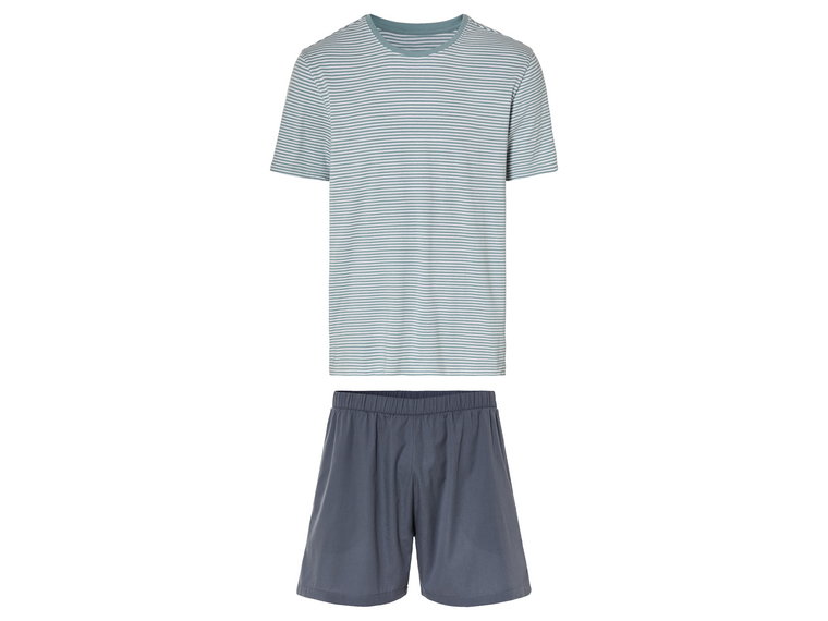 LIVERGY Piżama męska z bawełną (t-shirt + szorty) (S (44/46), Zielony/niebieski)