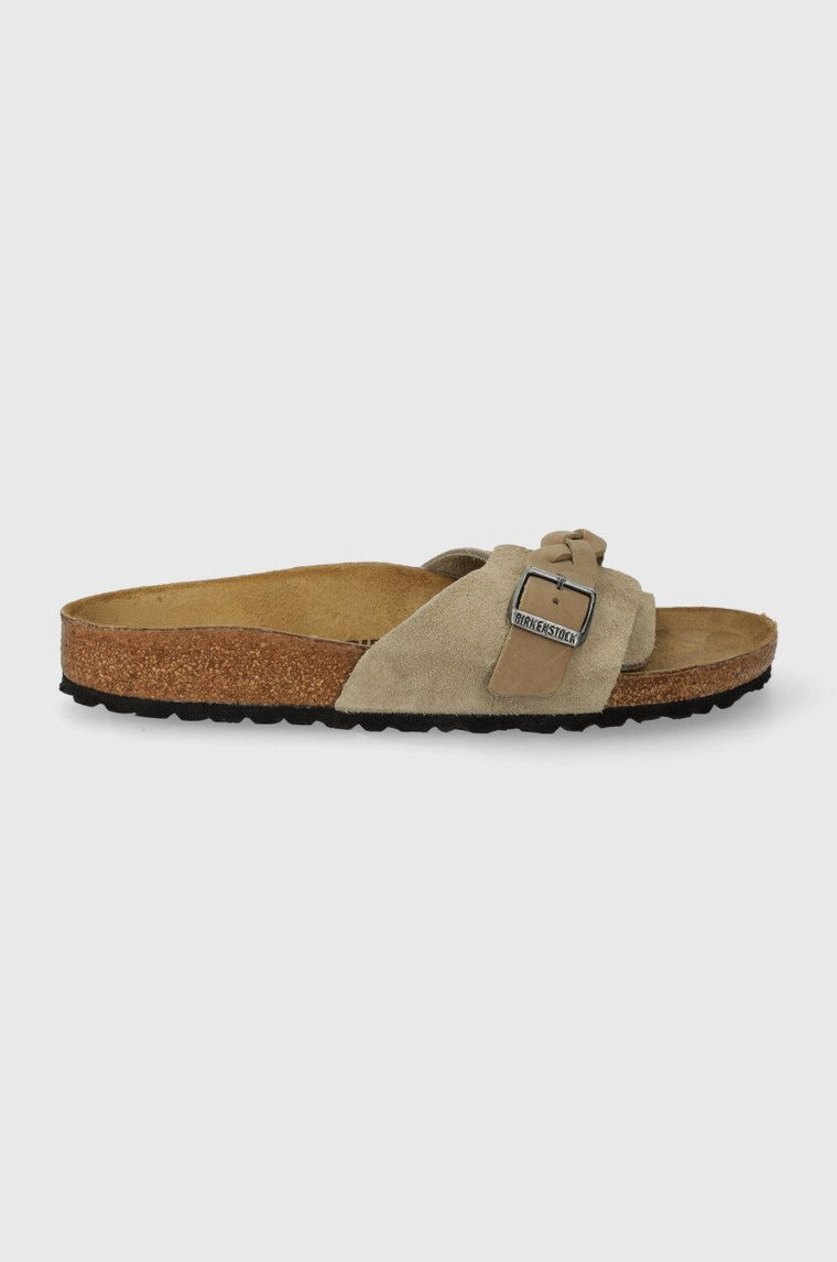 Birkenstock klapki zamszowe Oita Braided damskie kolor beżowy 1026730