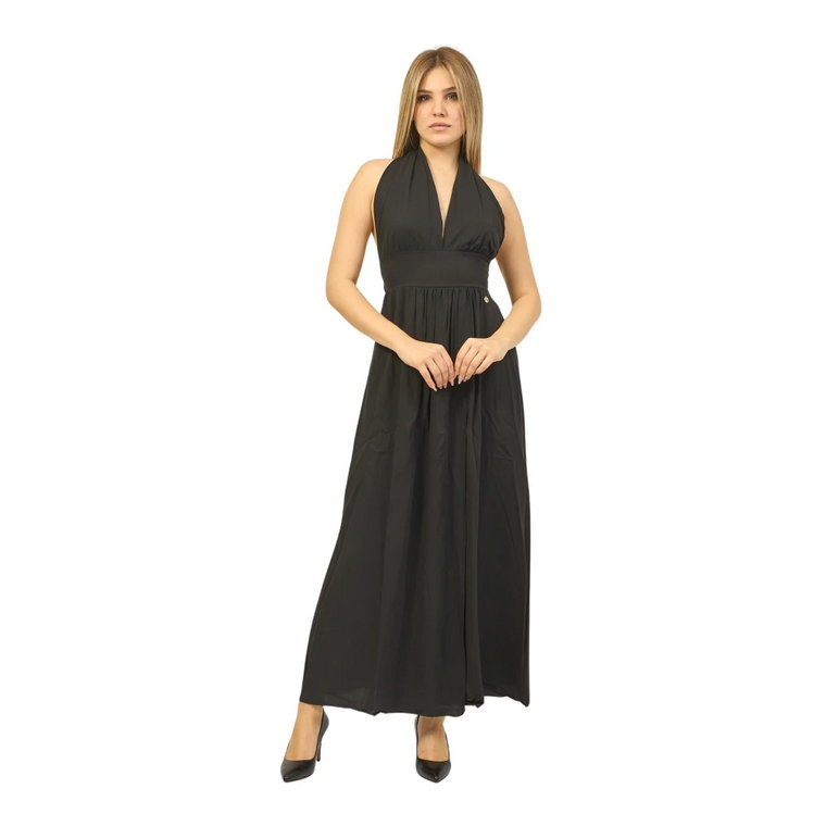 Czarna Długa Sukienka z Otwartym Plecami YES ZEE