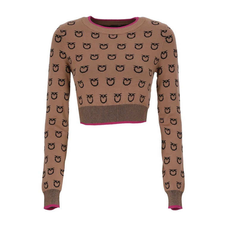 Sweter w kontrastujące wzory Love Birds Pinko