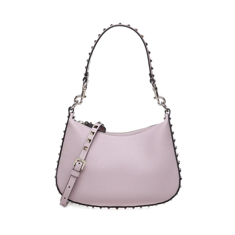 Mała torba Rockstud Hobo z chropowatym skórzanym Valentino Garavani