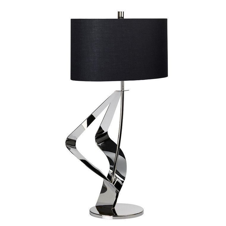 Lampa stołowa nowoczesna chrom czarna Ribbon E27 60W Elstead