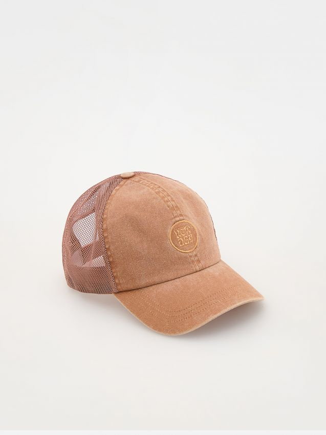 Reserved - Bawełniana czapka z daszkiem - miedziany