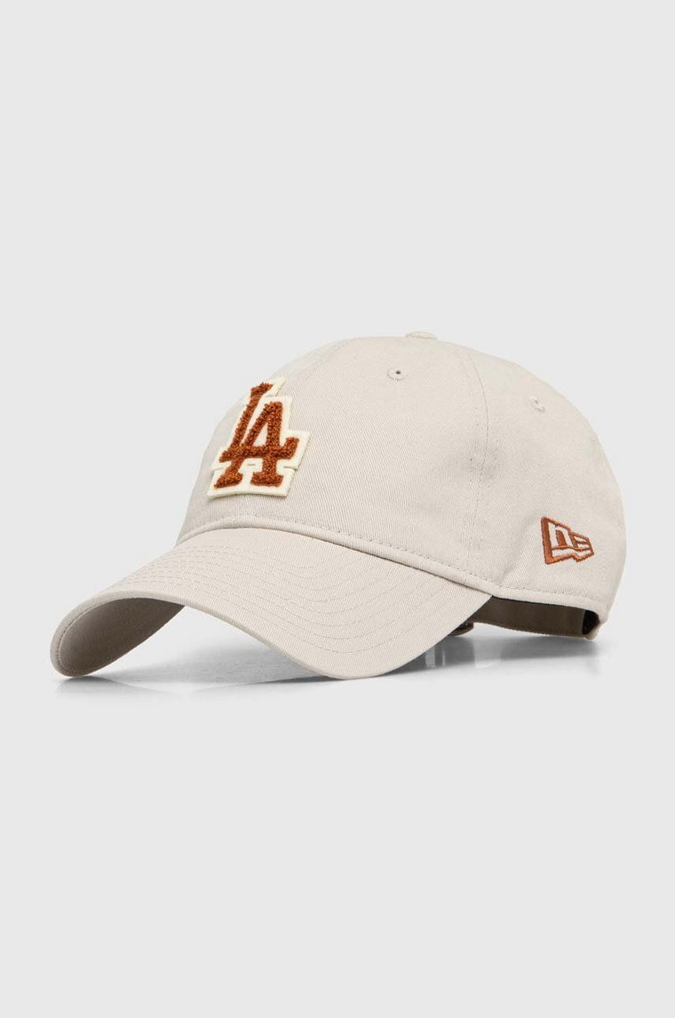 New Era czapka z daszkiem bawełniana kolor beżowy z aplikacją LOS ANGELES DODGERS