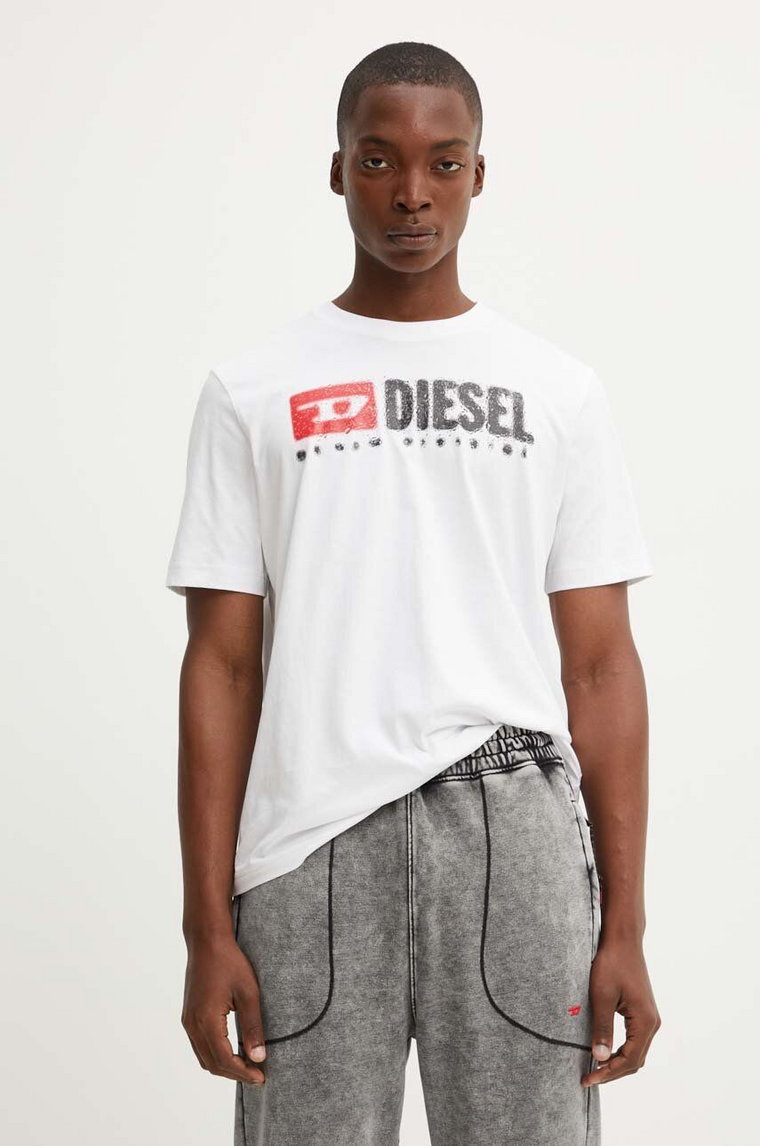 Diesel t-shirt bawełniany T-ADJUST-K14 męski kolor biały z nadrukiem A15025.0GRAI