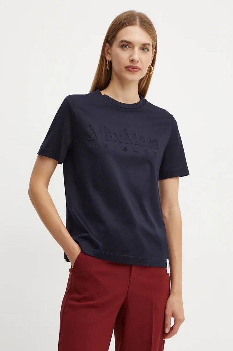 Max Mara Leisure t-shirt bawełniany damski kolor granatowy 2426946038600