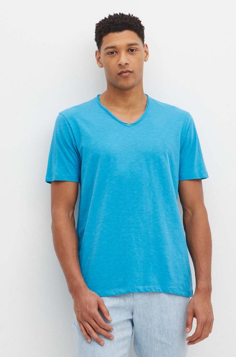 Medicine t-shirt bawełniany męski kolor turkusowy gładki