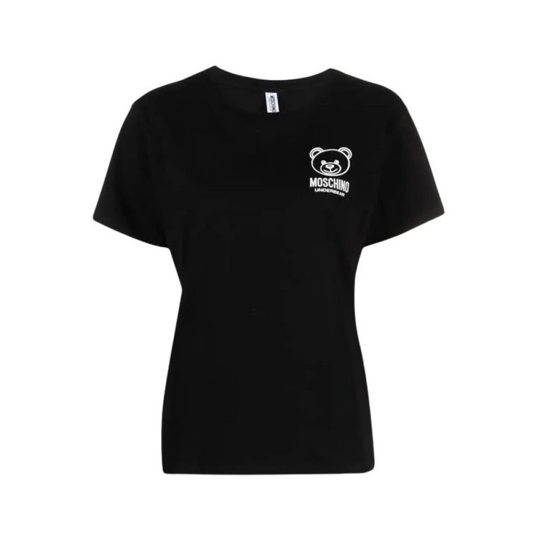 Czarna koszulka z logo Teddy Bear Moschino