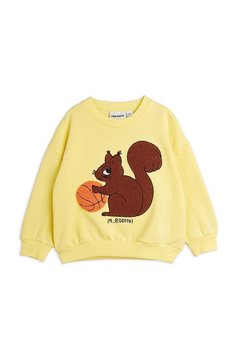 Mini Rodini bluza bawełniana dziecięca  Squirrel kolor żółty z aplikacją