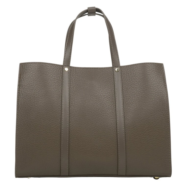 Womens Brown Shopper Bag made of Genuine Leather Estro Er00114411 Estro
