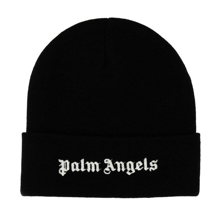Czarna bawełniana czapka beanie - Stylowa i wygodna Palm Angels