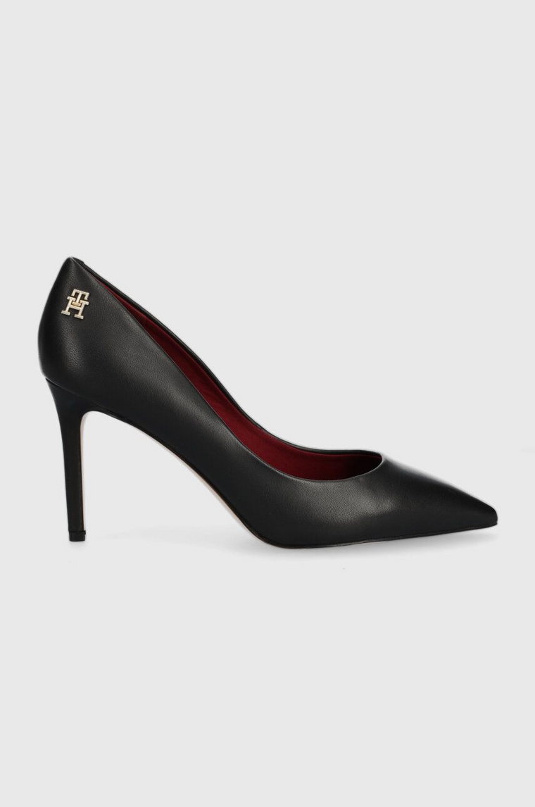 Tommy Hilfiger szpilki skórzane ESSENTIAL POINTED PUMP kolor czarny FW0FW07533