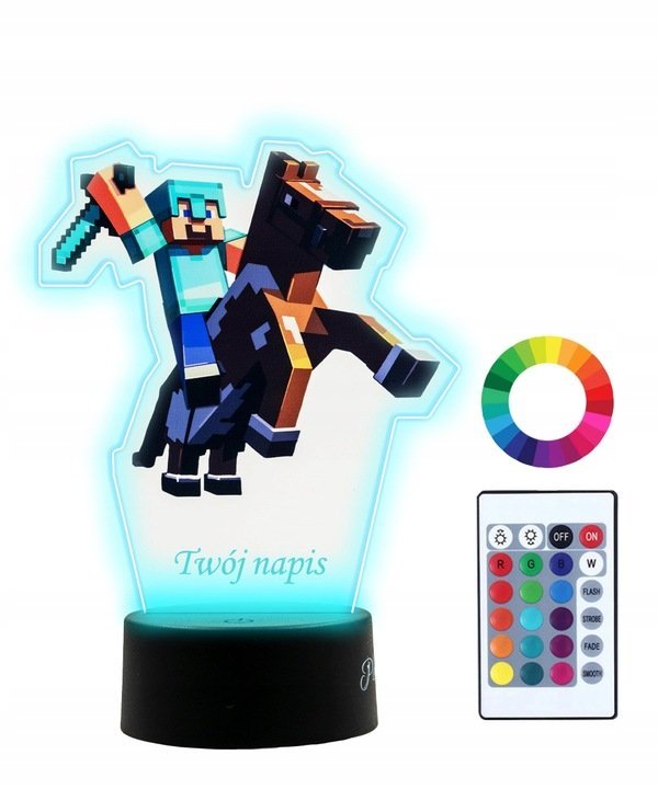 Lampka Nocna Z Nadrukiem 3D Led Minecraft Steve