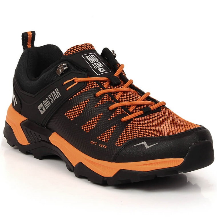 Buty sportowe męskie trekkingowe czarno - pomarańczowe Big Star czarne