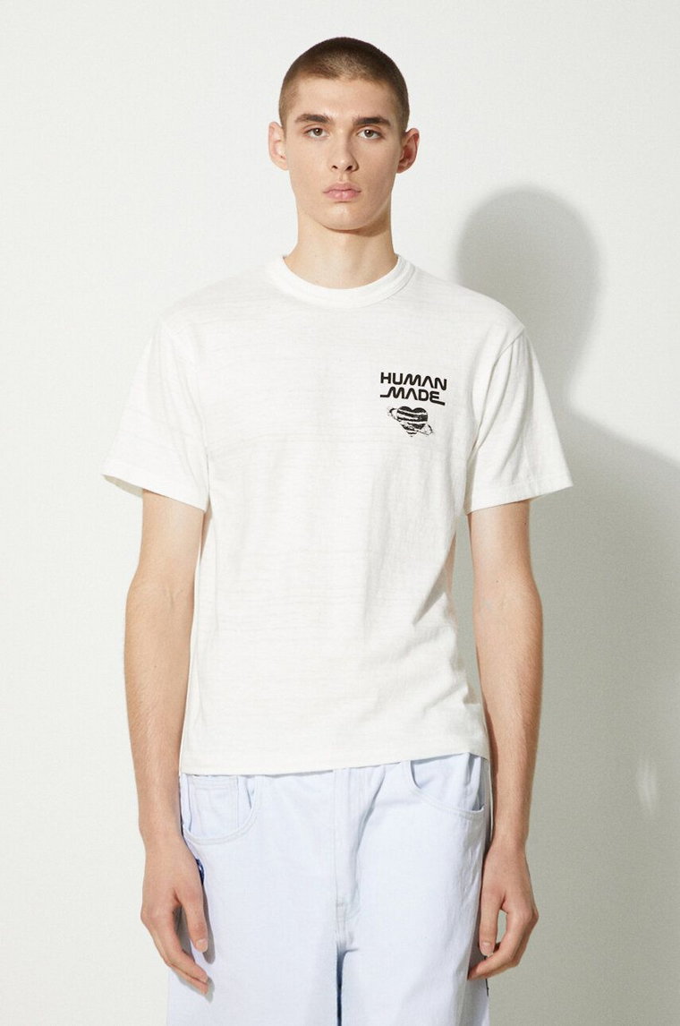 Human Made t-shirt bawełniany Graphic męski kolor biały z nadrukiem HM27TE011