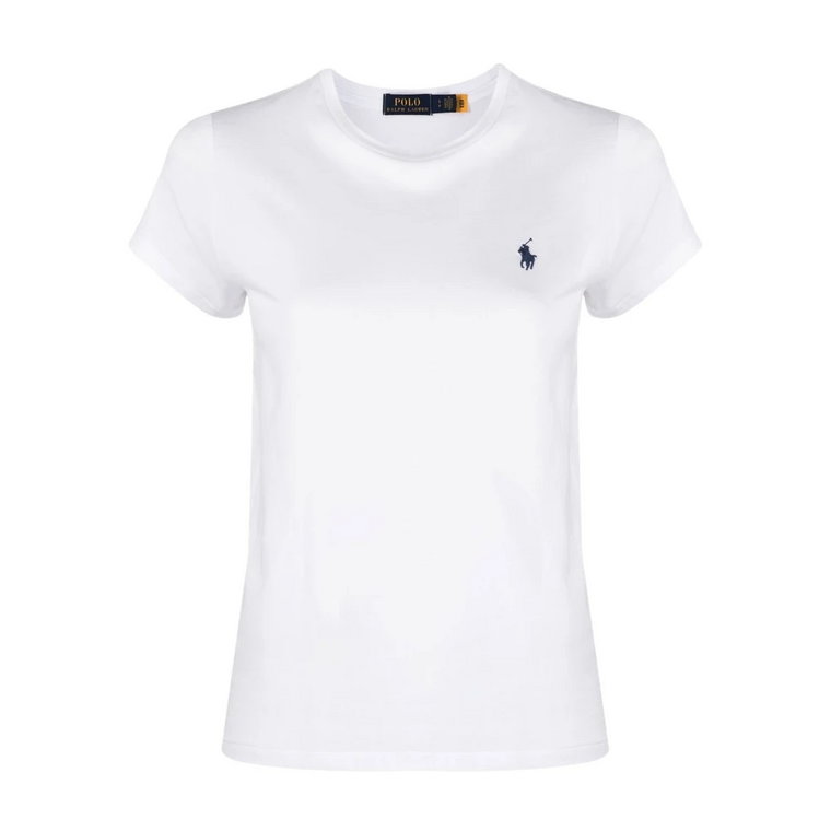 Biała Bawełniana Koszulka z Haftowanym Logo Ralph Lauren