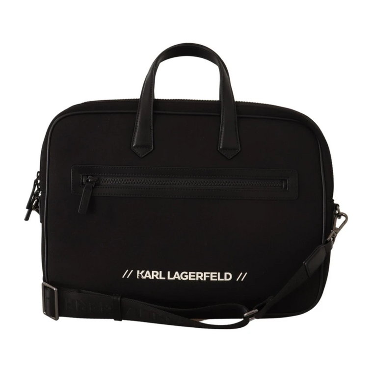 Czarna Torba na Laptopa Crossbody z Nylonu Karl Lagerfeld