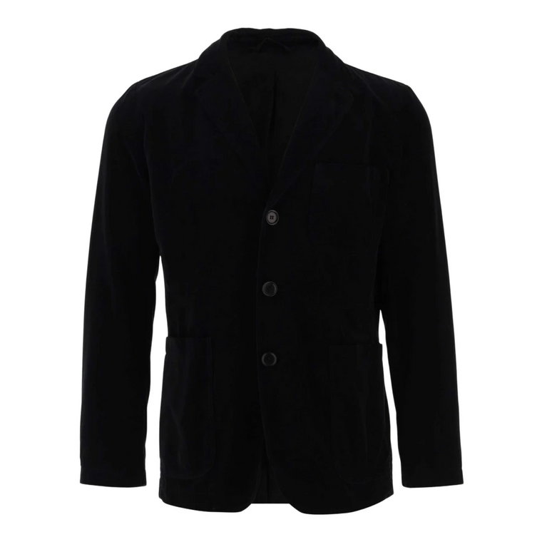 Czarny aksamitny płaszcz z bawełny Aspesi