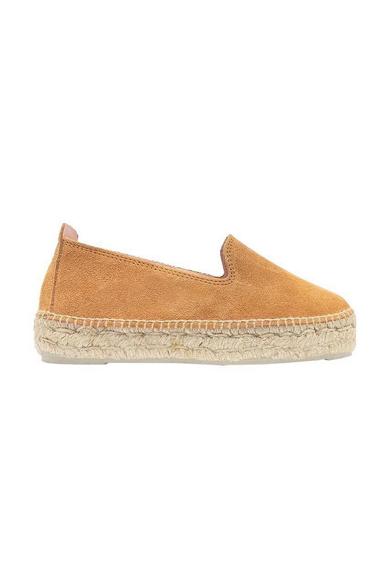 Manebi espadryle zamszowe Double Sole Espadrilles kolor brązowy na platformie R 3.9 D0