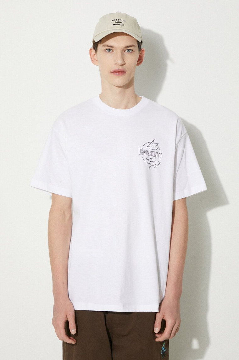 Carhartt WIP t-shirt bawełniany Ablaze męski kolor biały z nadrukiem I033639.00AXX