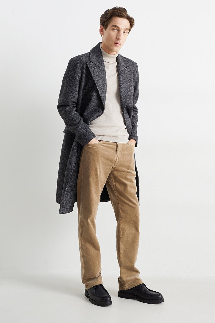 C&A Spodnie sztruksowe-regular fit, Brązowy, Rozmiar: W30 L32