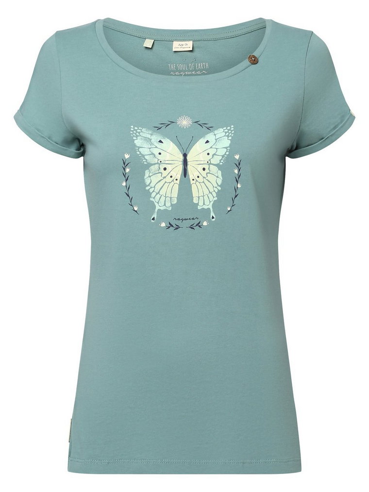 Ragwear - T-shirt damski  Florah Butterfly, niebieski|zielony