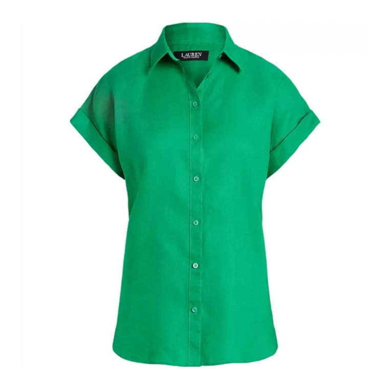 Zachwycająca Zielona Koszula lniana Ralph Lauren