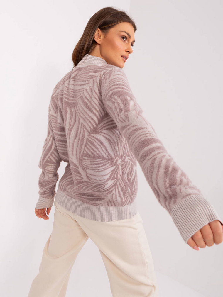 Sweter z golfem jasny fioletowy casual golf dekolt rękaw długi