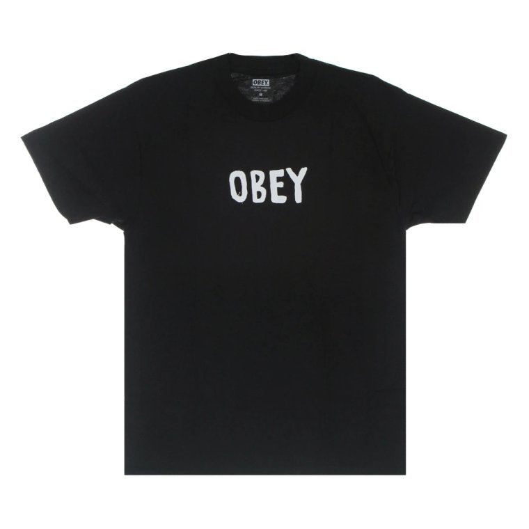 Klasyczny Czarny T-shirt Męski Krótki Rękaw Obey