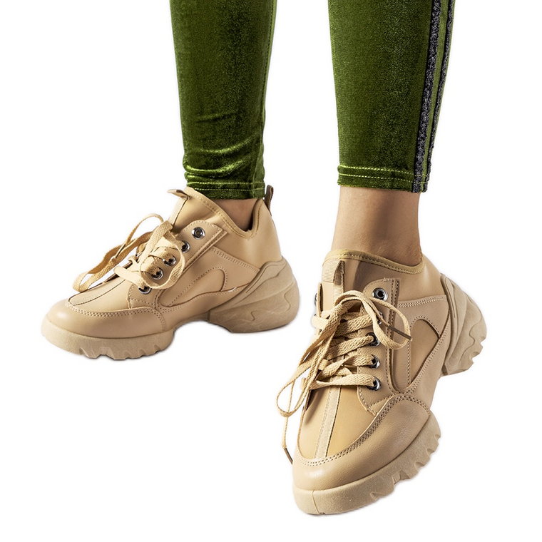 Ciemnobeżowe sneakersy z elastyczną cholewką Abal beżowy