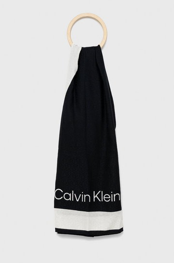 Calvin Klein chusta damska kolor czarny wzorzysta