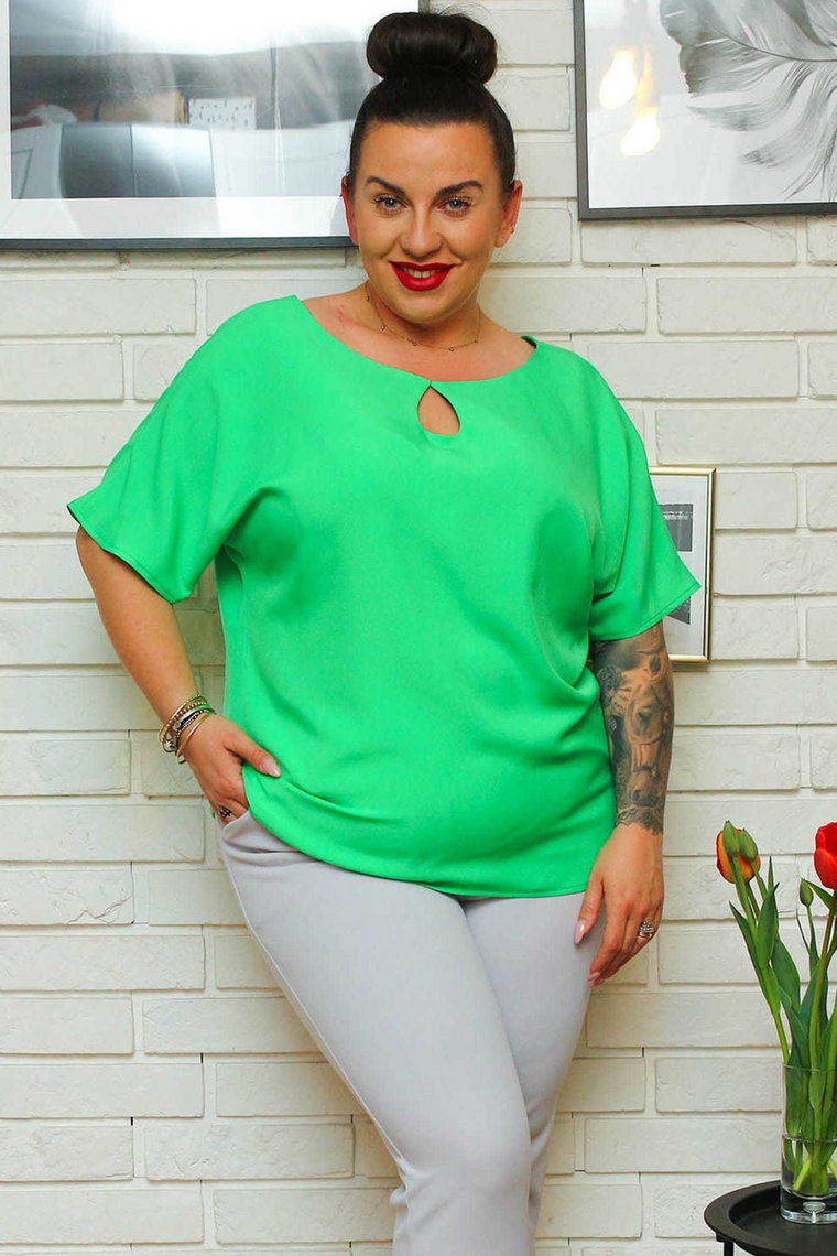 Bluzka elegancka z łezką letnia elegancka ELIDA zielona