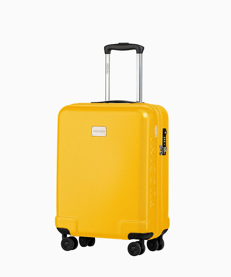 PUCCINI Żółta twarda walizka kabinowa o strukturze plastra miodu
