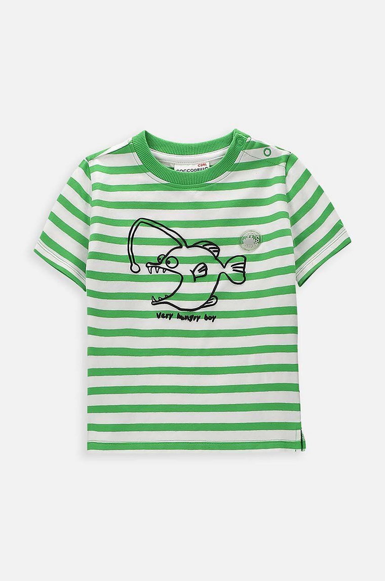 Coccodrillo t-shirt niemowlęcy kolor zielony wzorzysty