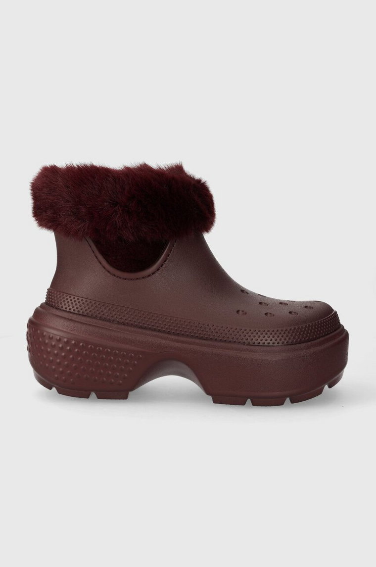 Crocs śniegowce Stomp Lined Boot kolor bordowy 208718