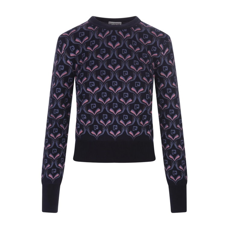 Sweter z Wzorem Monogramu w Stylu Jacquard Paco Rabanne